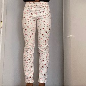 Floral Print Stretch Jeans